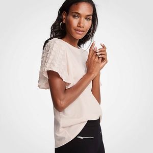 Ann Taylor Blush Clip Dot Flutter Tee